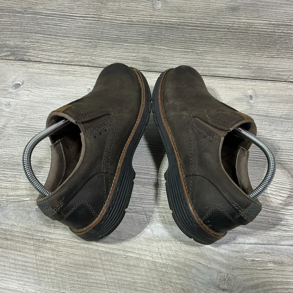 Merrell Realm Moc Shoes Mens 8 Slip On Round Toe Comfort Low Top J42147 Brown